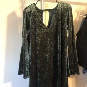 dark green crushed velvet dress